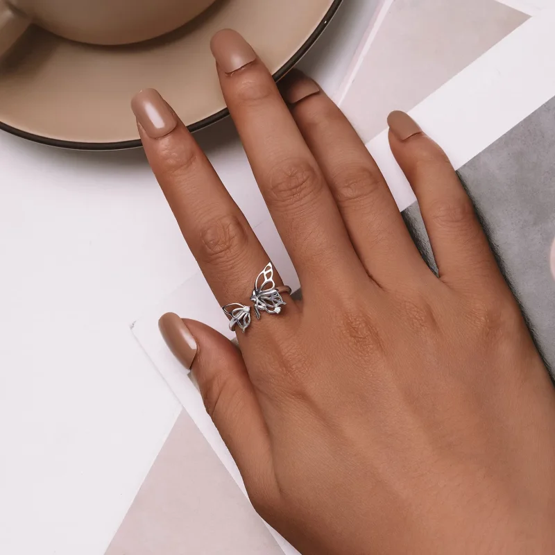 (image for) Pandora Style Butterfly Elf Ring - BSR484-E - View 5