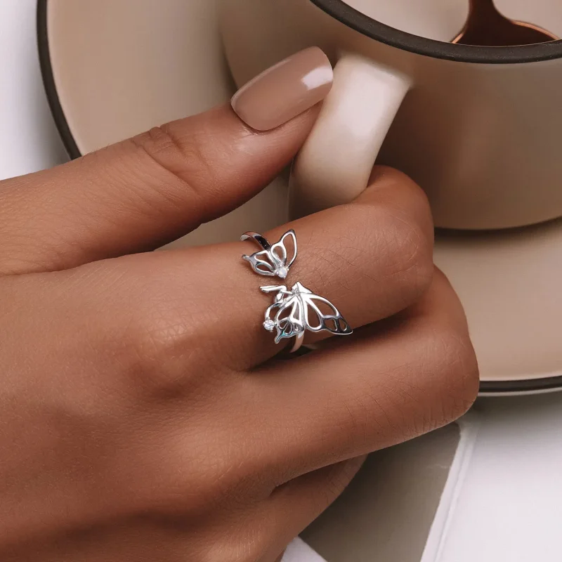 (image for) Pandora Style Butterfly Elf Ring - BSR484-E - View 6