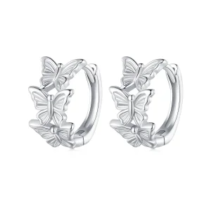 (image for) Pandora Style Butterfly Hoop Earrings - BSE908