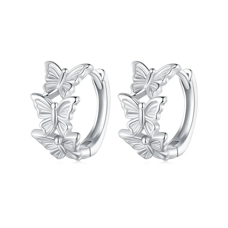 (image for) Pandora Style Butterfly Hoop Earrings - BSE908 - Product Image