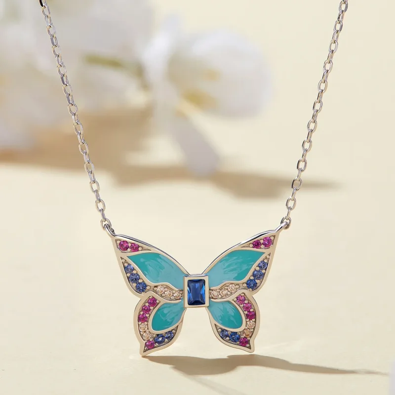 (image for) Pandora Style Butterfly Necklace - BSN306 - View 2