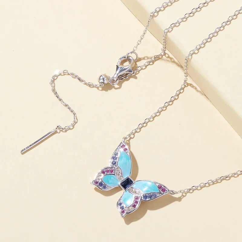 (image for) Pandora Style Butterfly Necklace - BSN306 - View 4