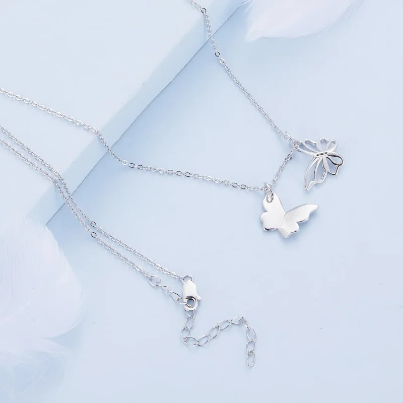 (image for) Pandora Style Butterfly Necklace - BSN321 - View 4