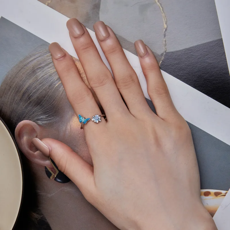 (image for) Pandora Style Butterfly Open Ring - SCR911 - View 5