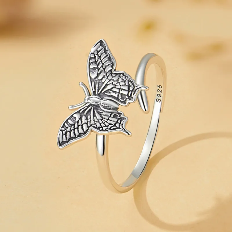 (image for) Pandora Style Butterfly Open Ring - SCR966-E - View 2