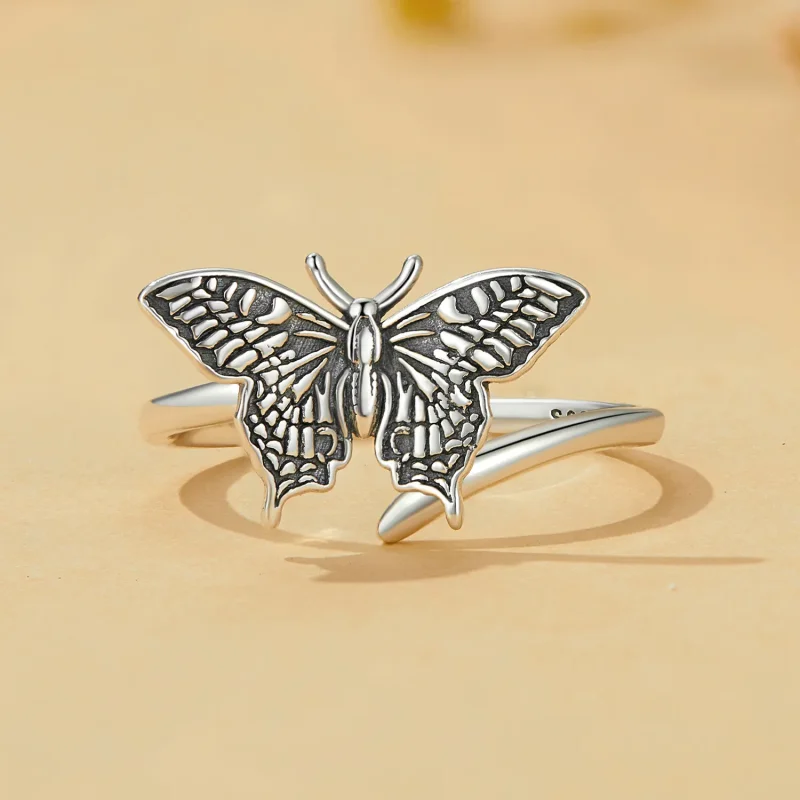 (image for) Pandora Style Butterfly Open Ring - SCR966-E - View 3