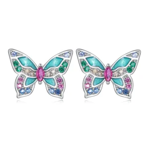 (image for) Pandora-style Butterfly Stud Earrings - BSE807