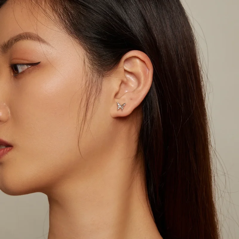 (image for) Pandora Style Butterfly Studs Earrings - BSE861 - View 5