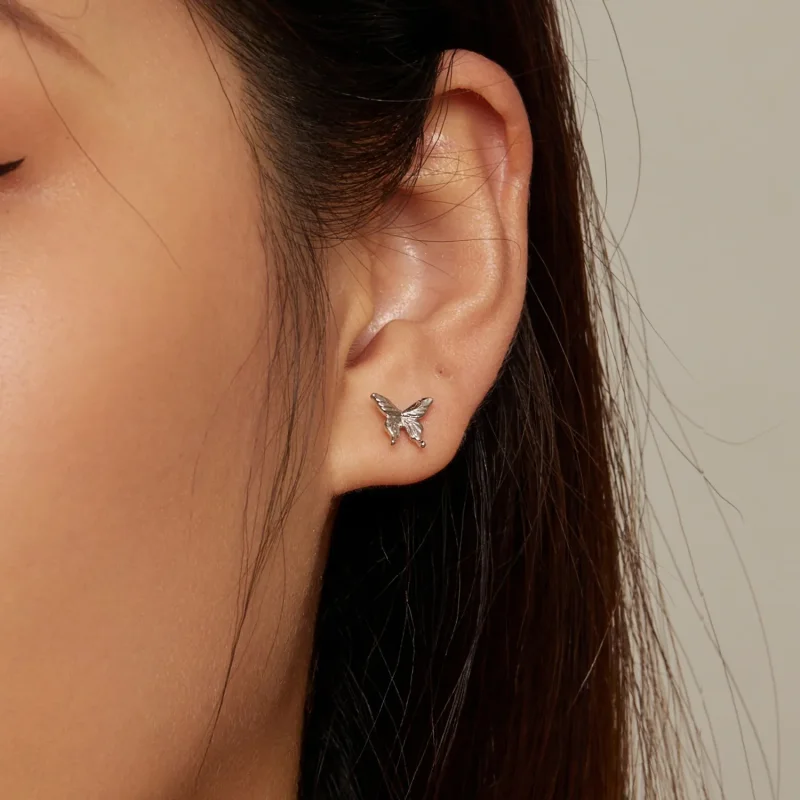 (image for) Pandora Style Butterfly Studs Earrings - BSE861 - View 7