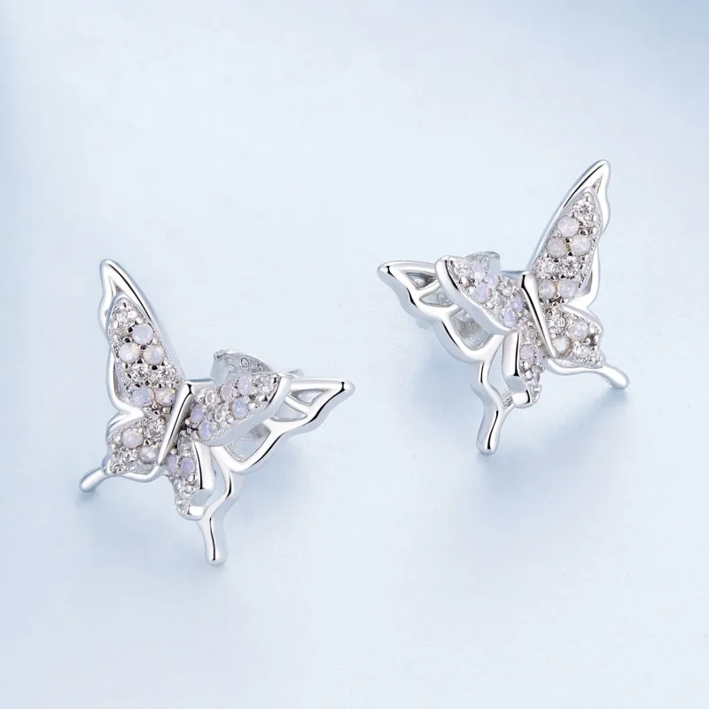 (image for) Pandora Style Butterfly Studs Earrings - BSE910 - View 3