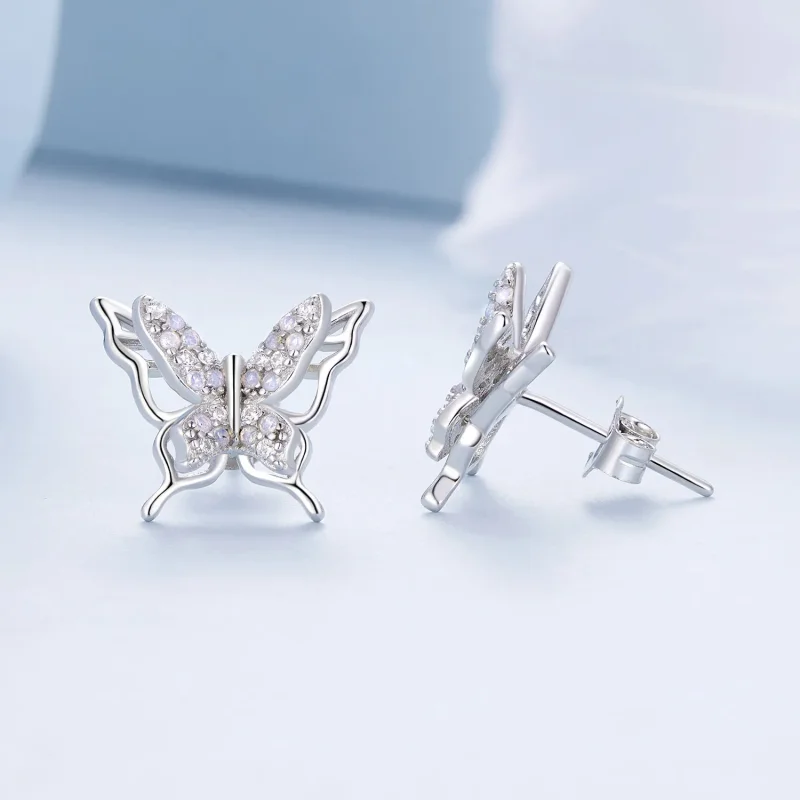 (image for) Pandora Style Butterfly Studs Earrings - BSE910 - View 4