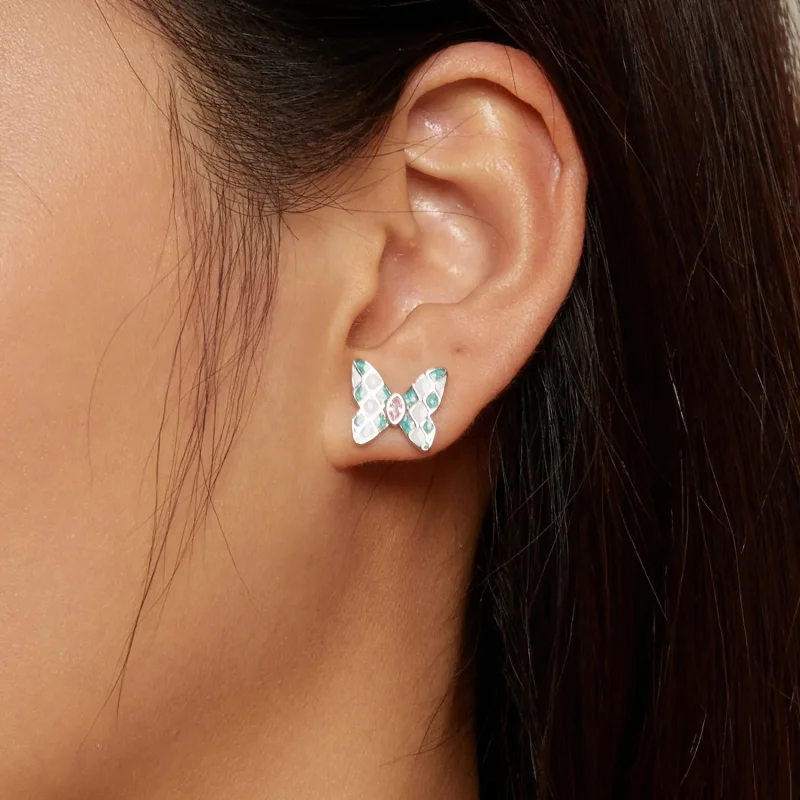 (image for) Pandora Style Butterfly Studs Earrings - SCE1610 - View 7