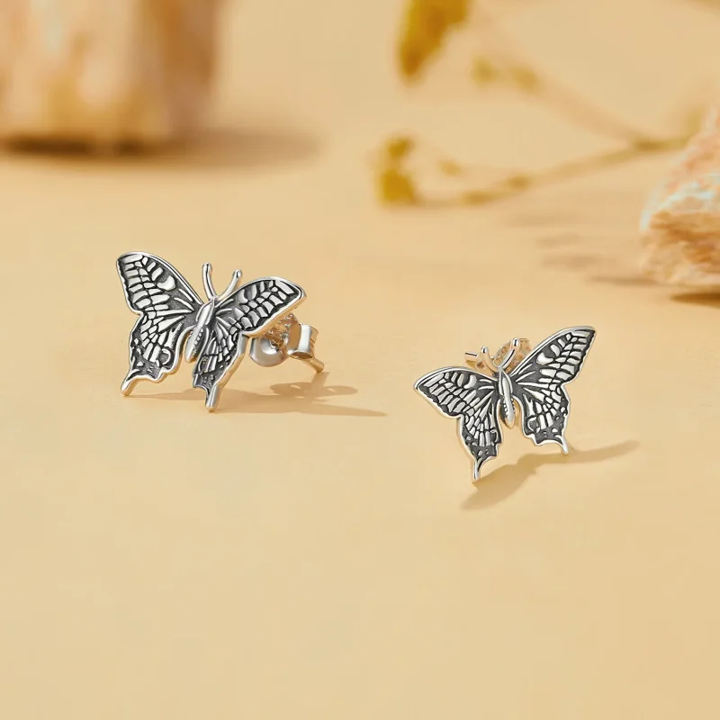 (image for) Pandora Style Butterfly Studs Earrings - SCE1637 - View 3