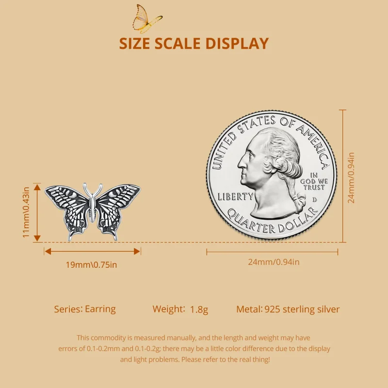 (image for) Pandora Style Butterfly Studs Earrings - SCE1637 - View 7