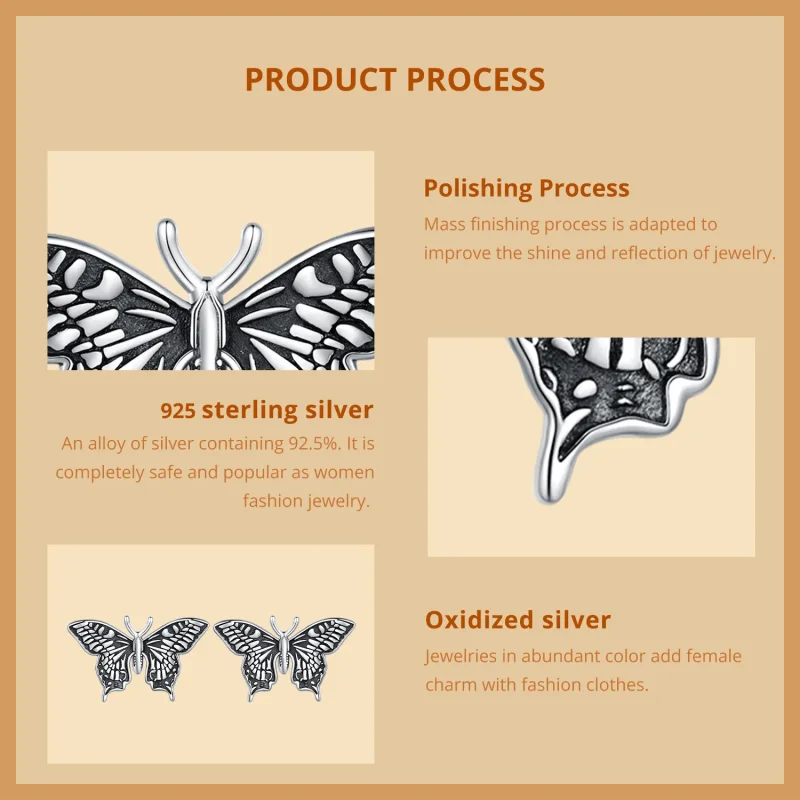 (image for) Pandora Style Butterfly Studs Earrings - SCE1637 - View 8