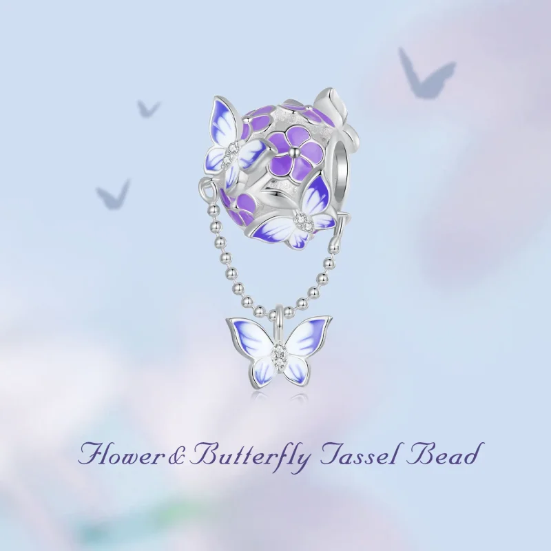 (image for) Pandora Style Butterfly Tassel Charm - SCC2460 - View 6