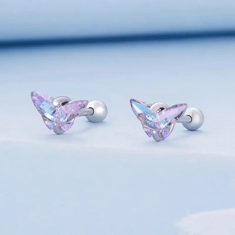 (image for) Pandora Style Butterfly Thread Studs Earrings - BSE797 - View 2