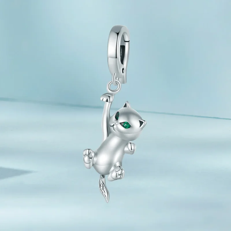 (image for) Pandora-style Cat Dangle charm - SCC2572 - View 2