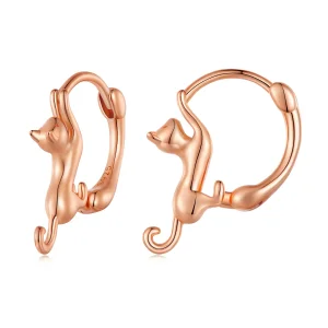 (image for) Pandora-style Cat Hoop Earrings - SCE1488-LC!