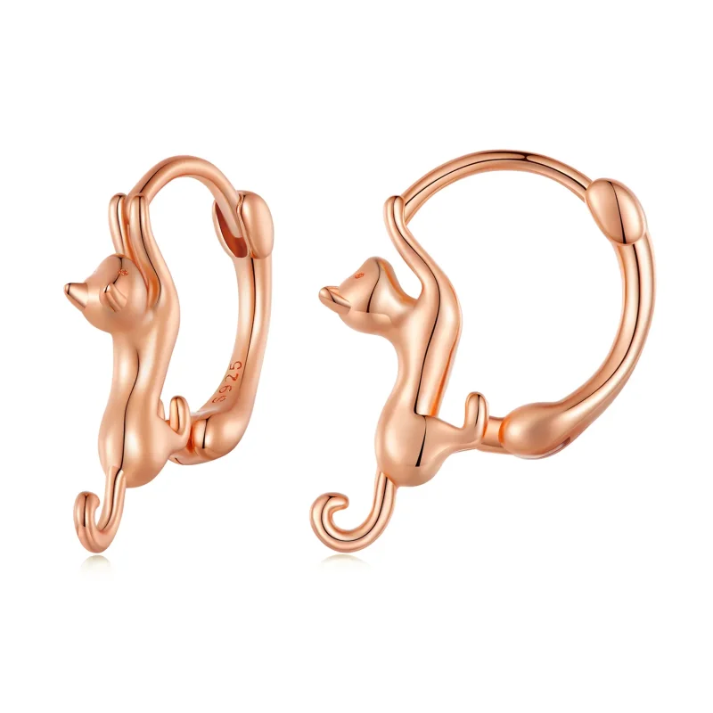(image for) Pandora-style Cat Hoop Earrings - SCE1488-LC! - Product Image