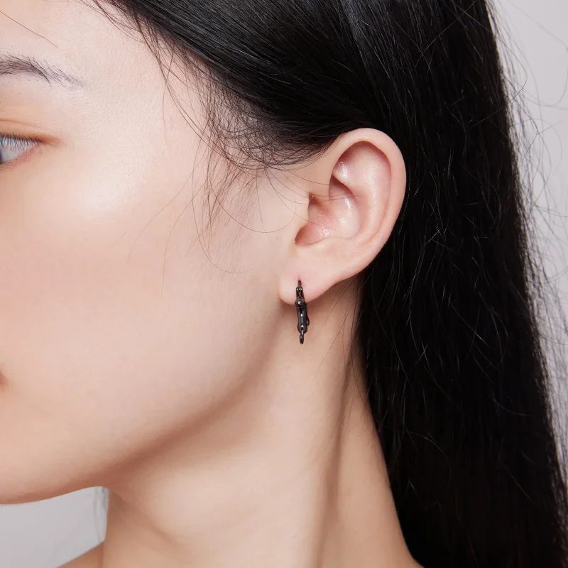 (image for) Pandora-style Cat Hoop Earrings - SCE1488-LD - View 6