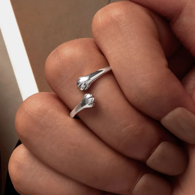 (image for) Pandora Style Cat Hug Ring - SCR961-E - View 6