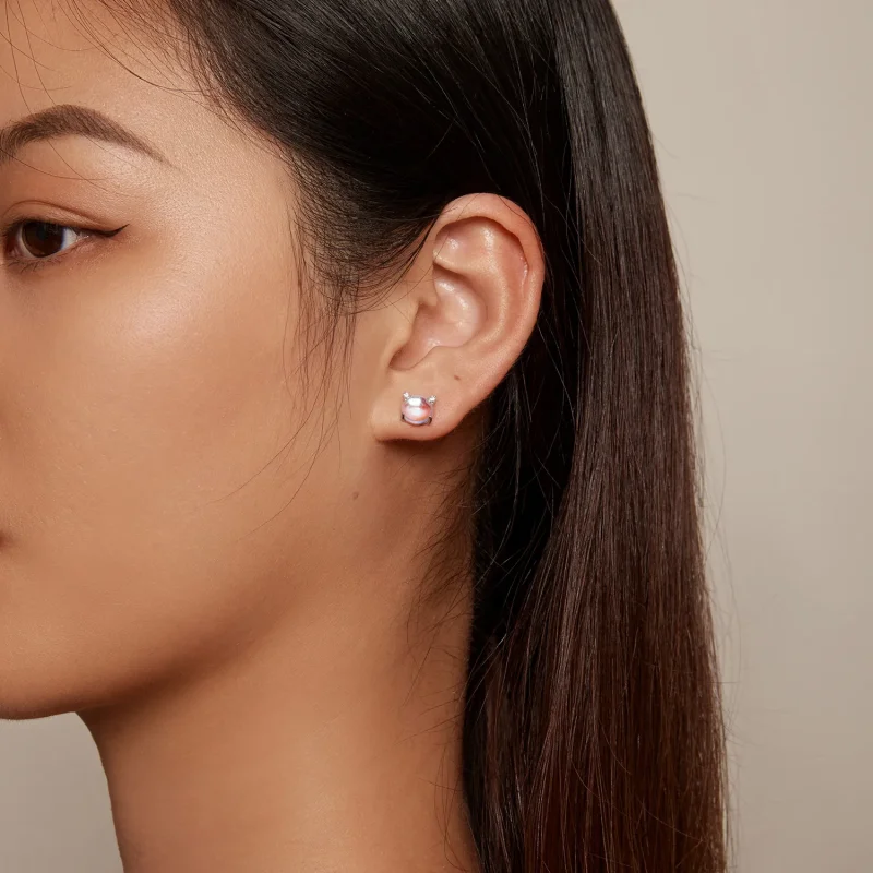 (image for) Pandora Style Cat Moonstone Studs Earrings - SCE1622 - View 6