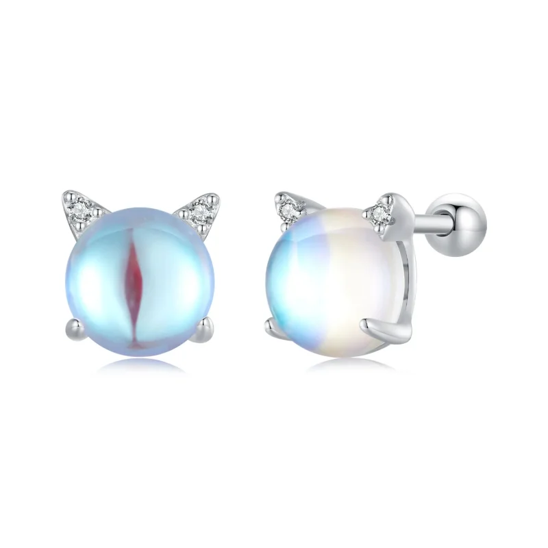 (image for) Pandora Style Cat Moonstone Studs Earrings - SCE1622 - Product Image