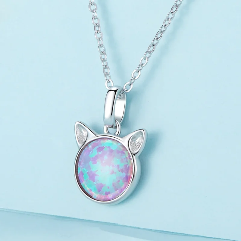 (image for) Pandora Style Cat Opal Necklace - SCN496 - View 2