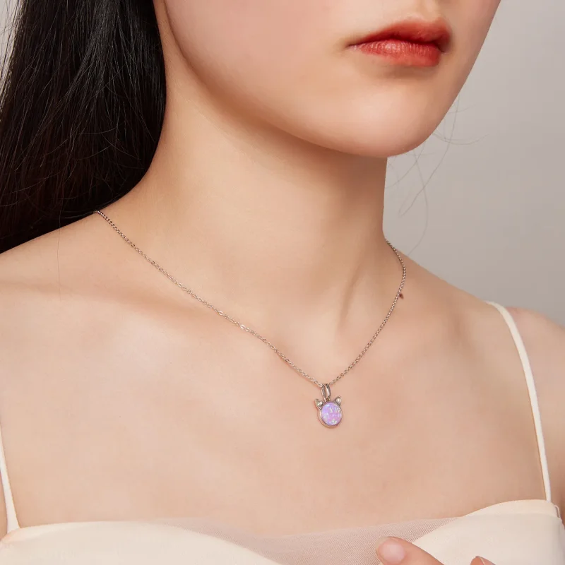 (image for) Pandora Style Cat Opal Necklace - SCN496 - View 8