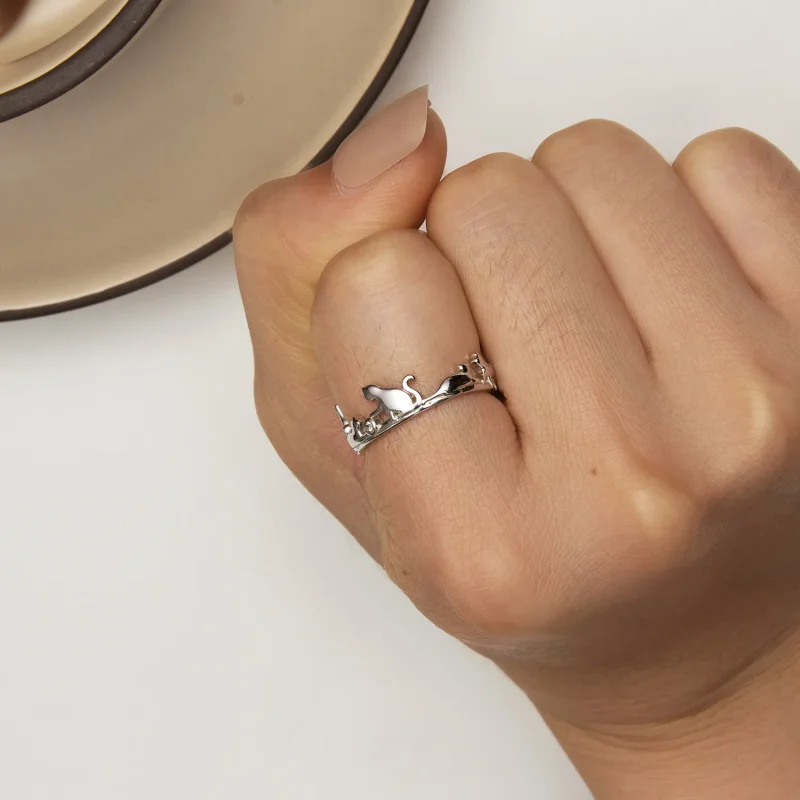 (image for) Pandora Style Cat Ring - SCR944-E - View 2