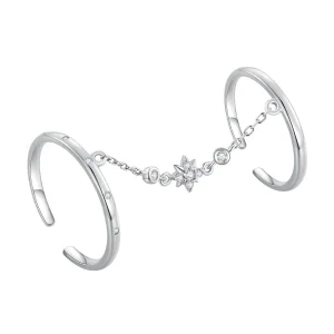 (image for) Pandora Style Chain Double Ring Open Ring - BSR405