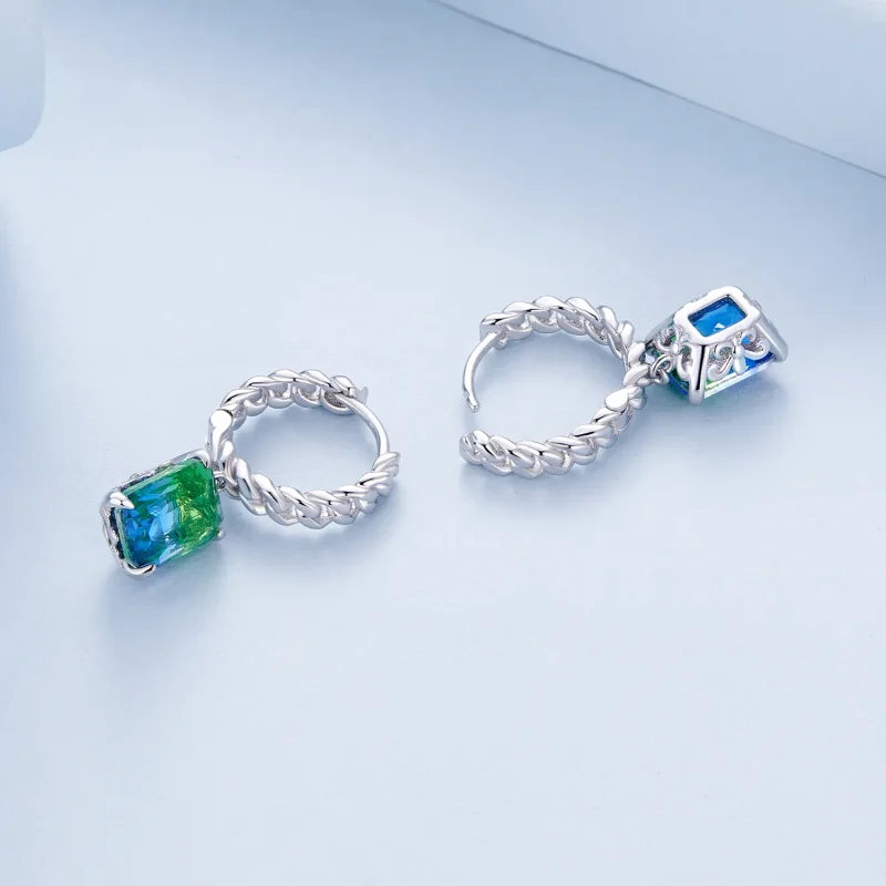 (image for) Pandora Style Chain Hoop Earrings - BSE887 - View 4