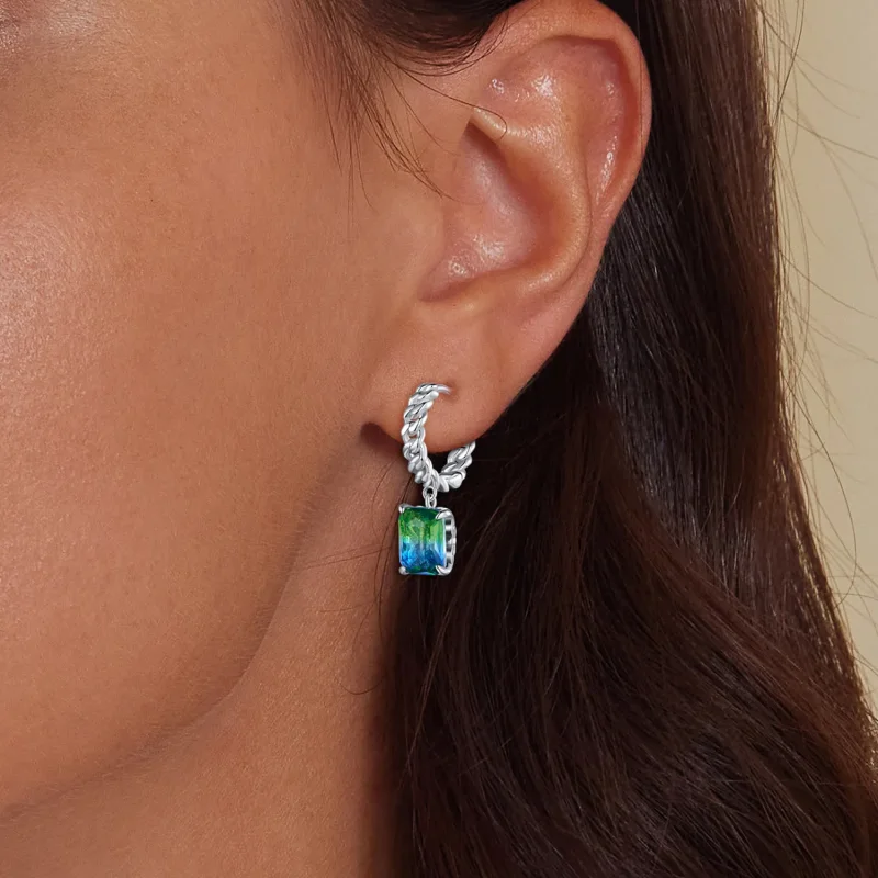 (image for) Pandora Style Chain Hoop Earrings - BSE887 - View 6