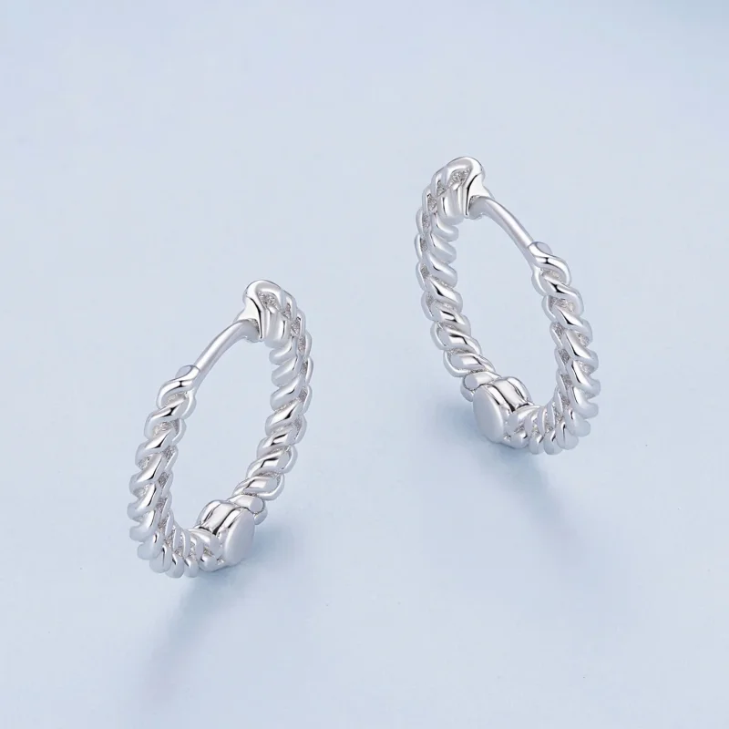(image for) Pandora Style Chain Hoop Earrings - BSE906 - View 3