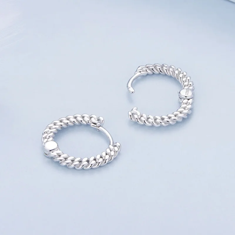 (image for) Pandora Style Chain Hoop Earrings - BSE906 - View 4