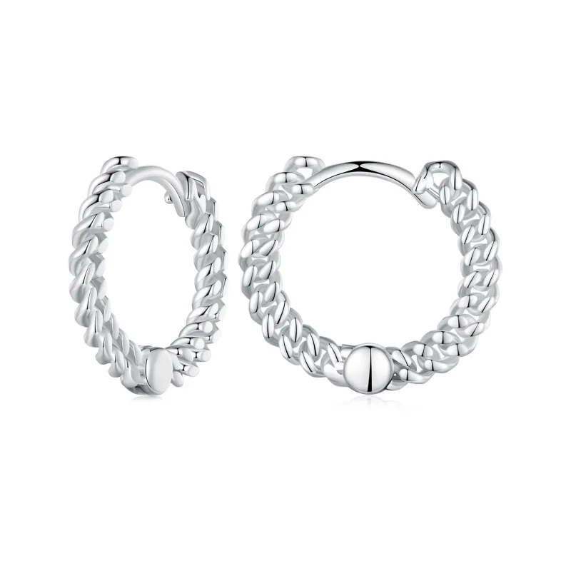 (image for) Pandora Style Chain Hoop Earrings - BSE906 - Product Image