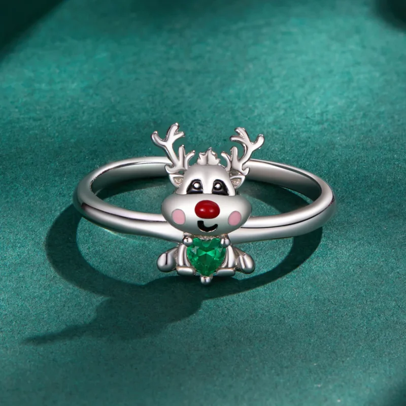(image for) Pandora Style Christmas Reindeer Open Ring - BSR493-E - View 3