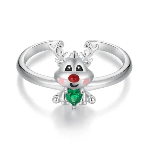 (image for) Pandora Style Christmas Reindeer Open Ring - BSR493-E