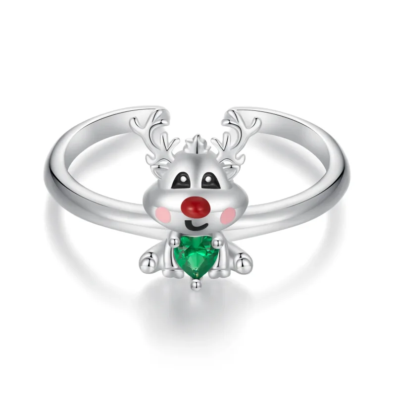 (image for) Pandora Style Christmas Reindeer Open Ring - BSR493-E - Product Image