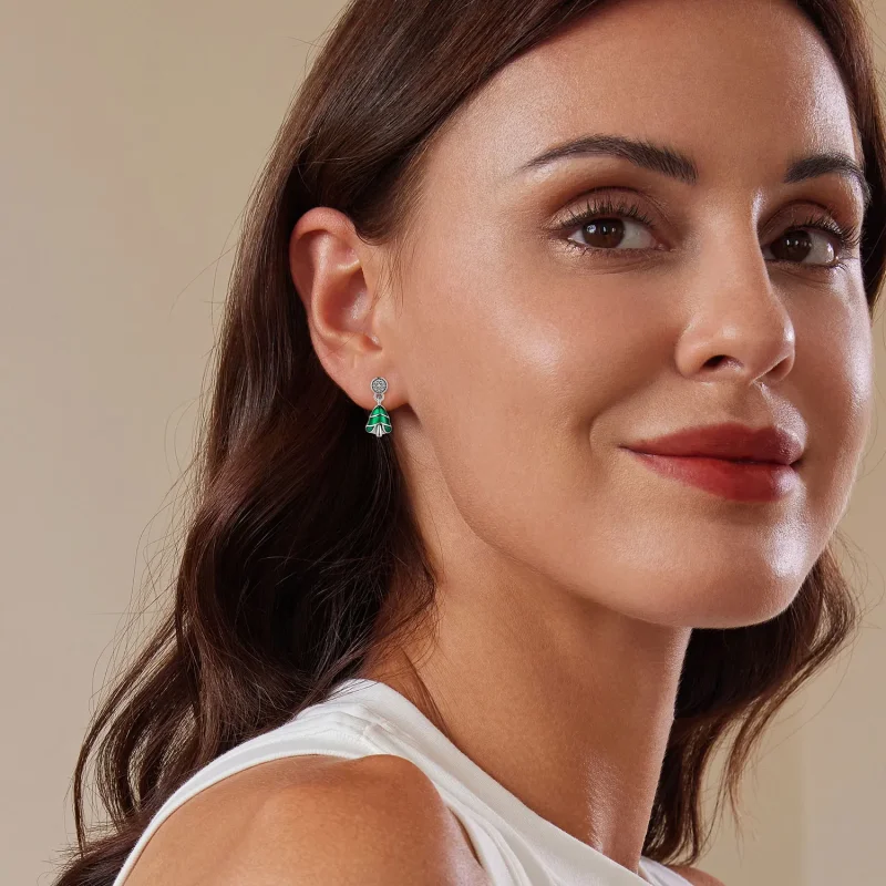 (image for) Pandora Style Christmas Tree Studs Earrings - BSE919 - View 6