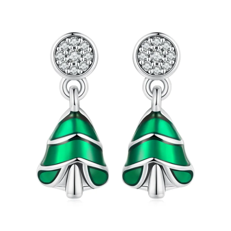 (image for) Pandora Style Christmas Tree Studs Earrings - BSE919 - Product Image