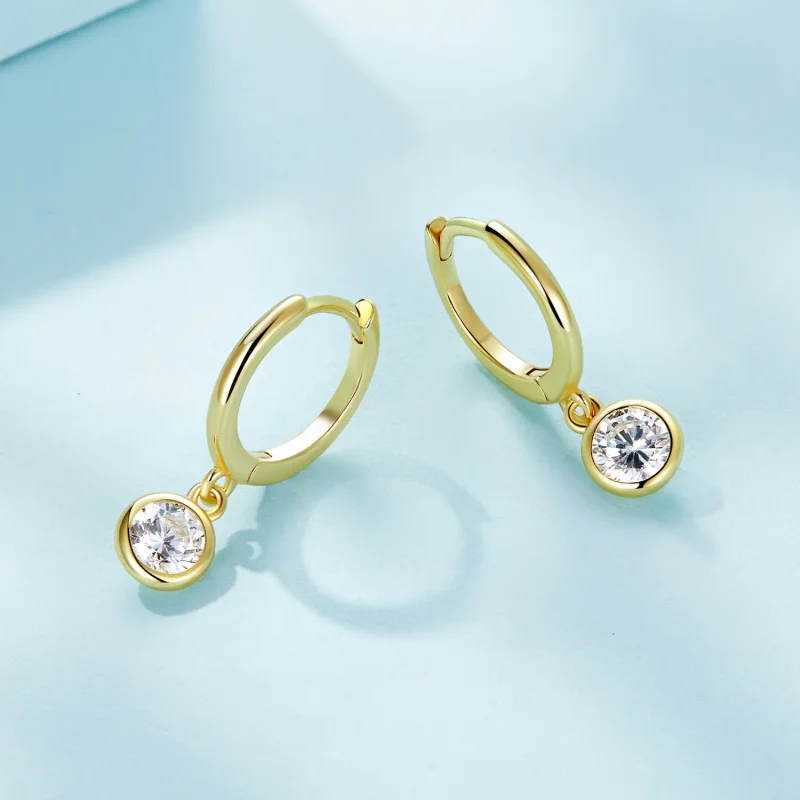 (image for) Pandora Style Circle Zirconia Hoop Earrings - SCE830-B - View 3