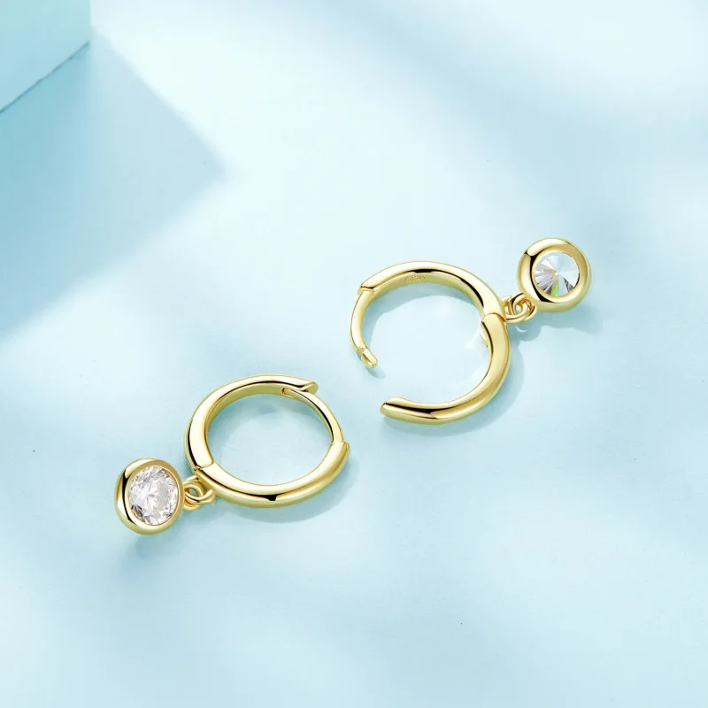 (image for) Pandora Style Circle Zirconia Hoop Earrings - SCE830-B - View 4