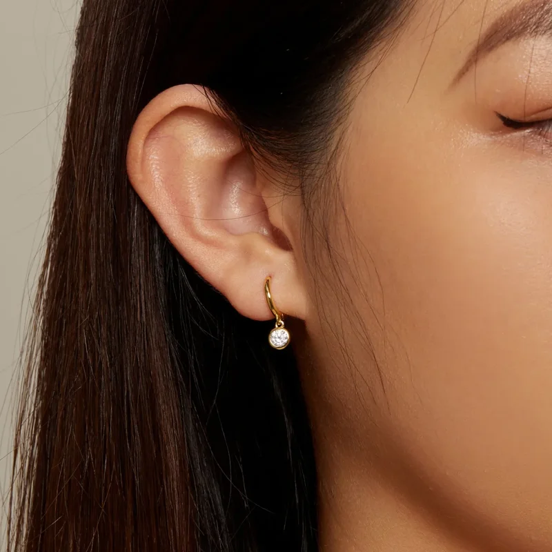 (image for) Pandora Style Circle Zirconia Hoop Earrings - SCE830-B - View 5