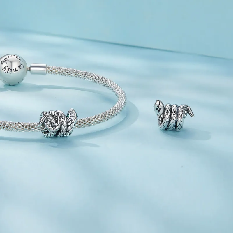 (image for) Pandora Style Coiled Spirit Snake Charm - SCC2549! - View 4