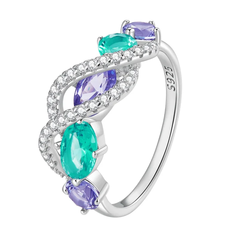 (image for) Pandora Style Colored Nano-Zircon Luxurious Winding Ring - BSR402 - Product Image
