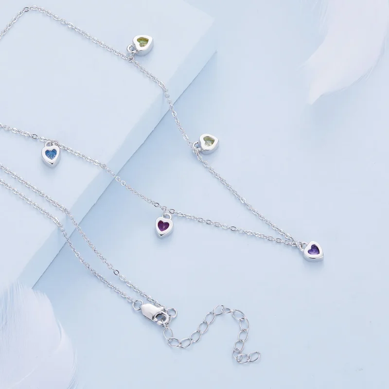 (image for) Pandora Style Colorful Heart Necklace - BSN320 - View 4