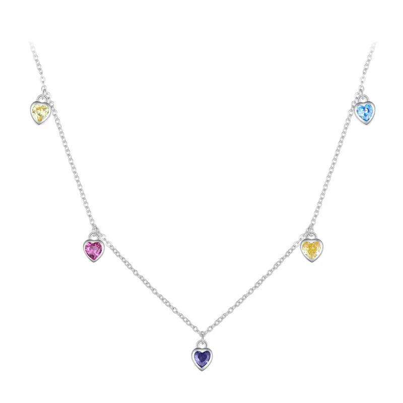 (image for) Pandora Style Colorful Heart Necklace - BSN320 - Product Image