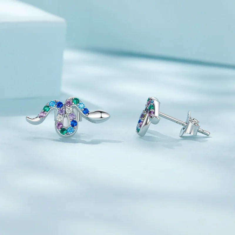 (image for) Pandora Style Colorful Snake Studs Earrings - SCE1633 - View 4